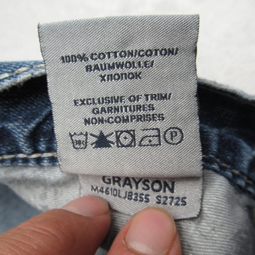Silver Jeans Mens 33x31 Blue Straight Western Grayson Whiskering‎ Fade Thrashed - Picture 8 of 15
